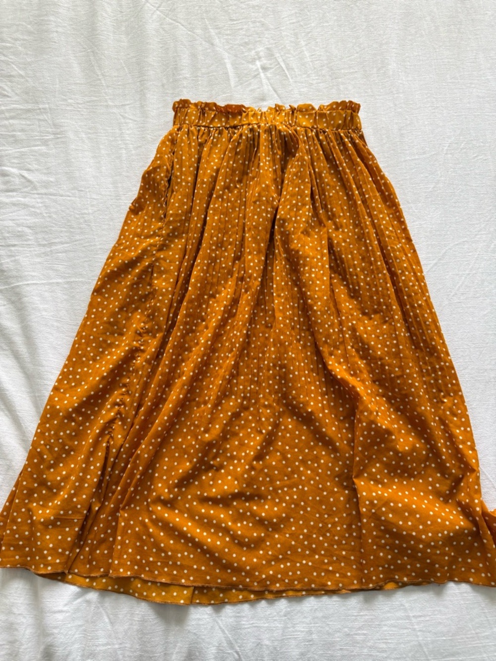 Polka Dot Midi Skirt in Mustard Yellow